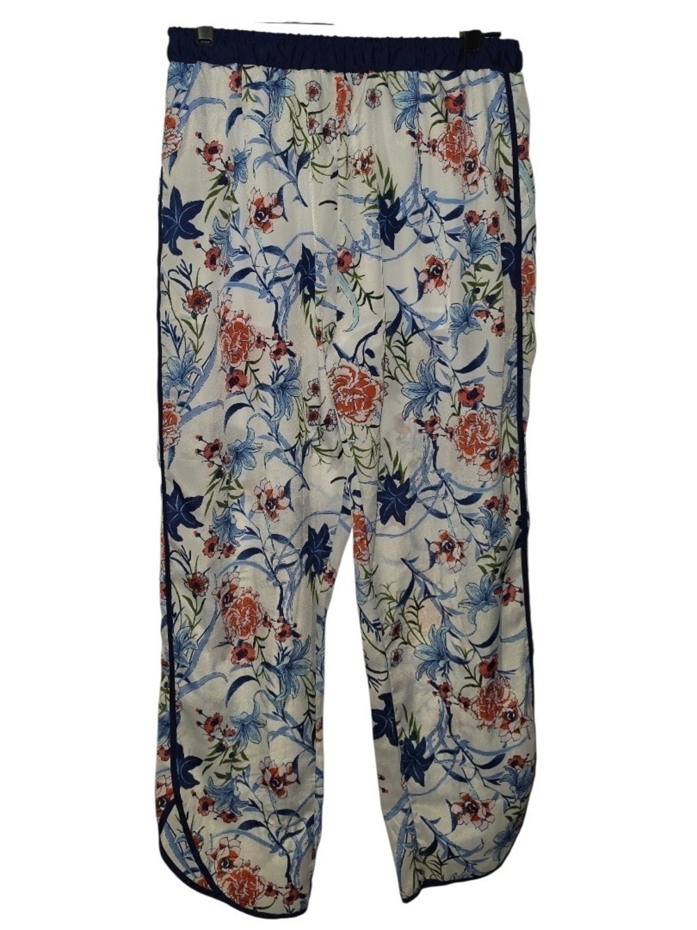 Derek Floral Pants Large White Polyester